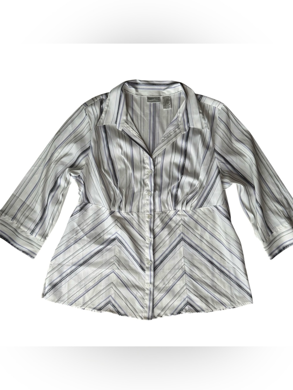 Vintage Y2K Fashion Bug Metallic Striped Empire Waist Blouse